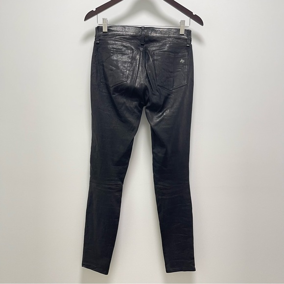 rag & bone The Leather Skinny Pants, Washed Black, 27 - Picture 6 of 13